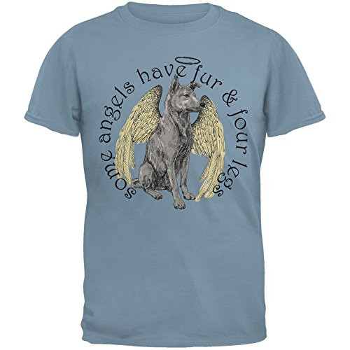Dog Angel Stone Blue Adult T-Shirt - 2X-Large