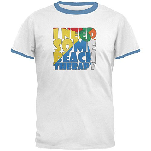 Beach Therapy Mens Ringer T Shirt White-Sky LG