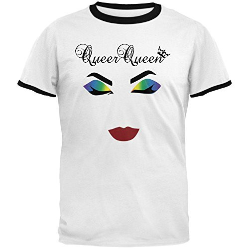 Old Glory Drag Queen Pride LGBTQ Minimalist Mens Ringer T Shirt White-Black SM