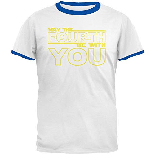 May The Fourth Be with You Mens Ringer T Shirt White-Royal LG