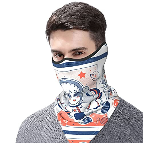 Stick Figure Astronaut Face Mask Fashion Outdoor Unisex Face Shield Sports Face Clothing Neck Gaiter Mask Black