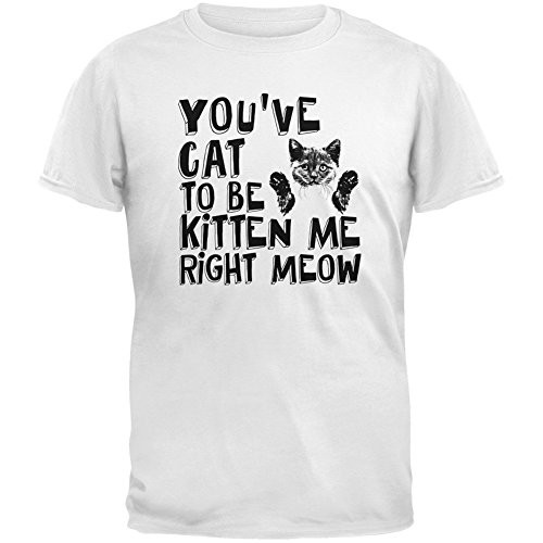 You've Cat To Be Kitten Me Right Meow White Adult T-Shirt - 2X-Large