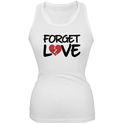 Forget Love White Juniors Soft Tank Top - Small