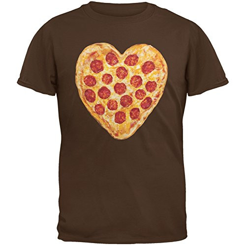 Old Glory Pizza Heart Brown Adult T-Shirt - 2X-Large