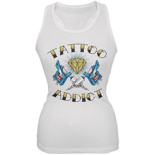 Old Glory Tattoo Addict White Juniors Soft Tank Top - Small