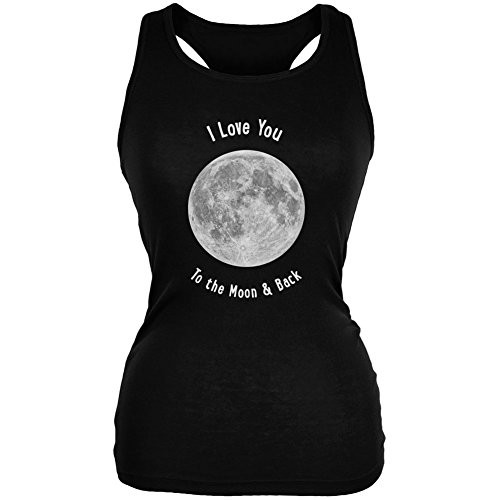 I Love You to The Moon  and  Back Black Juniors Soft Tank Top - Small