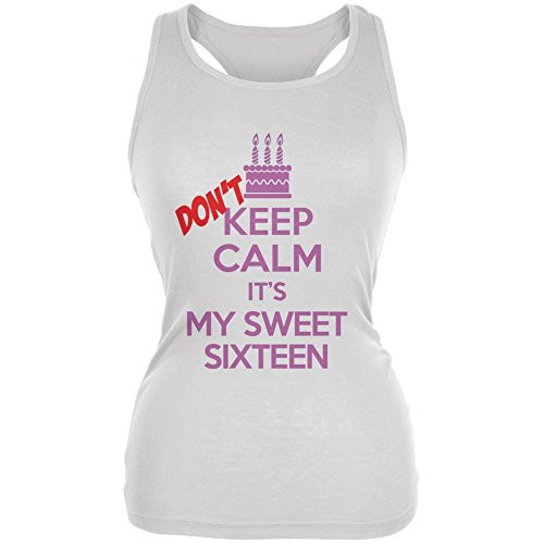 Old Glory Don't Keep Calm Sweet 16 White Juniors Soft Tank Top - Small
