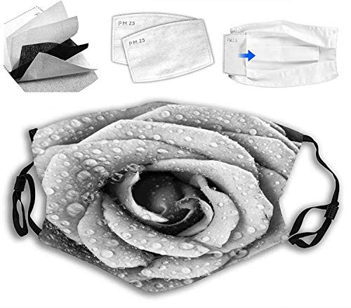 Personality mask Windproof Breathable Mouth Cover,Retro Romantic Rose Petal Figure with Rain Water Drops Valentines Love Picture,Adjustable Face Masks Sport Reusable Miracle mask