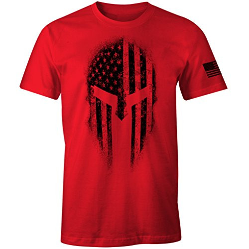 USA American Spartan Patriotic Men's T Shirt -Red, L-