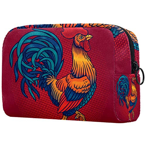 -7.3x3x5.1in/18.5x7.5x13cm- Travel makeup bag/clutch purse/cosmetic bag/makeup pouch/ Multifunctional Makeup Cosmetic Bag Case Pouch Bag, Red Big Rooster Cock Chicken -7.3x3x5.1in/18.5x7.5x13cm- Travel makeup bag/clutch purse/cosmetic bag/makeup pouch/ Multifunctional Makeup Cosmetic Bag Case Pouch Bag, Red Big Rooster Cock Chicken