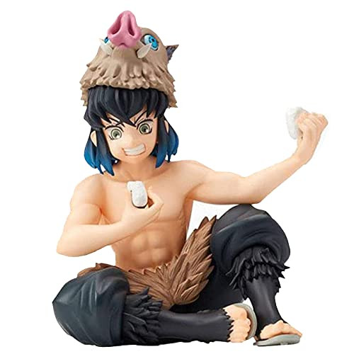 Demon Slayer Figure Kimetsu no Yaiba Kamado Tanjirou Perching Eating Rice Ball Action Figures Statue Model PVC Toy -Hashibira Inosuke-