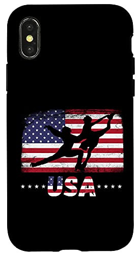 iPhone X/XS American Flag double ice figure skating USA Patriotic Team Case
