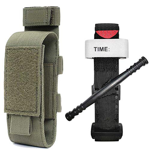 Small Trauma Kit, Tourniquet Holder Portable IFAK Medical Kit with Tourniquet Tactical First Aid Pouch, Emergency EMT First Aid Kit for Camping and Hiking -Green-