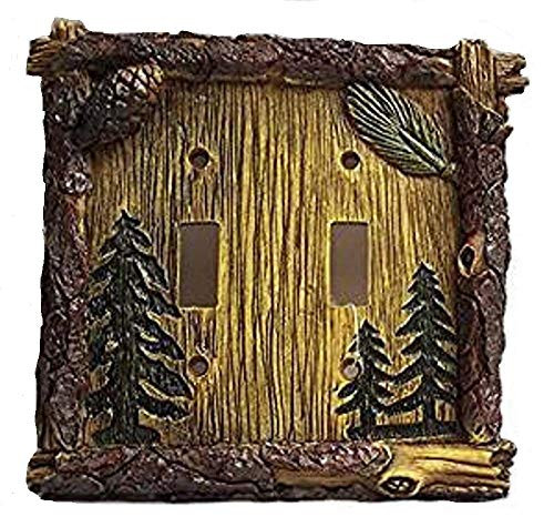 Pine Tree Double Light Switch Plate Cover Home Cabin Decor