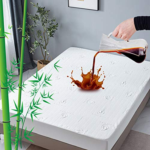 King Size Mattress Protector Waterproof-100 percent Bamboo 3D Air Fabric Quilted Mattress Pad-Ultra Soft and Breathable and Cooling and Noiseless Mattress Cover Fitted Mattress Cover for Bed 10"-16" Deep Pocket King Size Mattress Protector Waterproof-100 percent Bamboo 3D Air Fabric Quilted Mattress Pad-Ultra Soft and Breathable and Cooling and Noiseless Mattress Cover Fitted Mattress Cover for Bed 10"-16" Deep Pocket