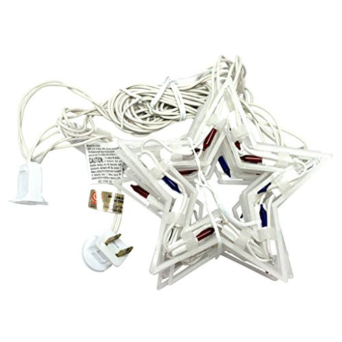 Sienna 75808 - 50 Light 4' White Wire 5 Shimmering Star Icicles Red / White / Blue String Set -661/X64G4R11-