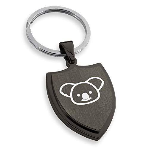 Tioneer Gunmetal Stainless Steel Koala Icon Shield Keychain Keyring