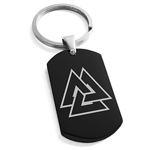 Tioneer Black Stainless Steel Norse Valknut Viking Symbol Dog Tag Keychain Keyring Tioneer Black Stainless Steel Norse Valknut Viking Symbol Dog Tag Keychain Keyring