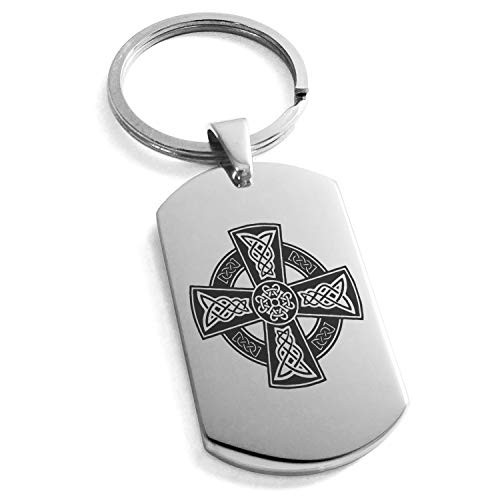 Tioneer Stainless Steel Celtic Cross Rune Knot Symbol Dog Tag Keychain Keyring Tioneer Stainless Steel Celtic Cross Rune Knot Symbol Dog Tag Keychain Keyring