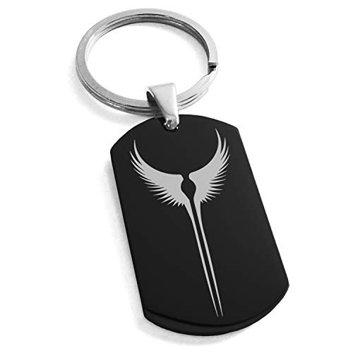 Tioneer Black Stainless Steel Rise of The Valkyrie Dog Tag Keychain Keyring