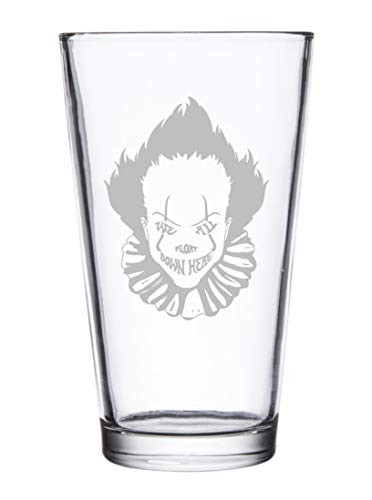 We All Float Down Here Horror Movie Clown - Laser Engraved Pint Glasses for Beer, 16 oz Stein