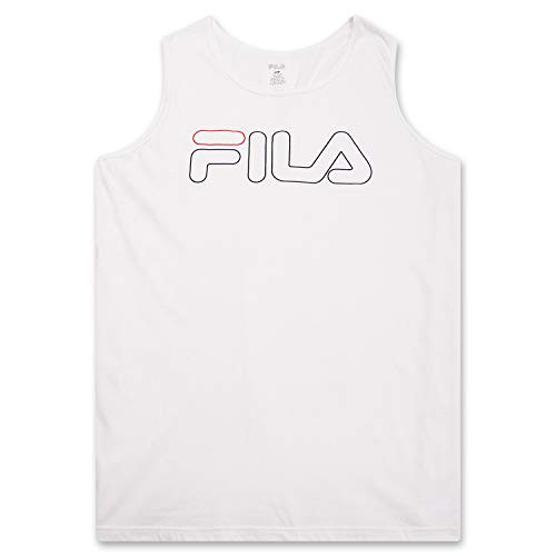 Fila Big  and  Tall Tank Top for Men, Men Sleeveless Shirt White 4X