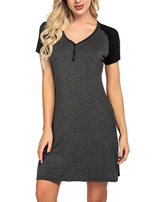 Ekouaer Sleep Shirts Dress for Women Short Nightgown Comfy Tee Nightshirt Button Sleepwear Dress Ekouaer Sleep Shirts Dress for Women Short Nightgown Comfy Tee Nightshirt Button Sleepwear Dress