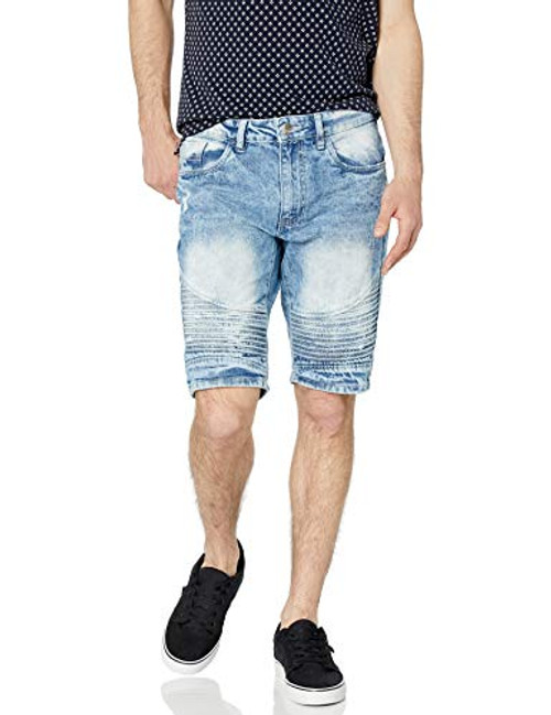 Southpole Men's Biker Denim Shorts, Light Sand Blue, 30