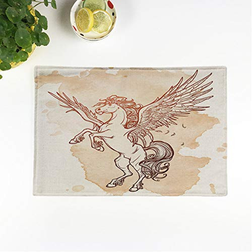 rouihot Set of 4 Placemats Pegasus Greek Mythological Creature Legendary Beast Drawing Heraldry Figure 12.5x17 Inch Non-Slip Washable Place Mats for Dinner Parties Decor Kitchen Table