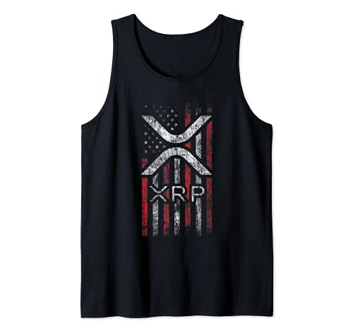 Crypto Currency - XRP Cryptocurrency - American Flag - XRP Tank Top