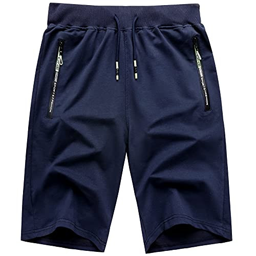 GEEK LIGHTING Mens Shorts Casual Comfortable Workout Shorts Drawstring Zipper Pockets Elastic Waist
