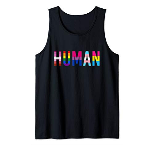 HUMAN LGBT Flag Gay Pride Month Transgender Rainbow Lesbian Tank Top HUMAN LGBT Flag Gay Pride Month Transgender Rainbow Lesbian Tank Top