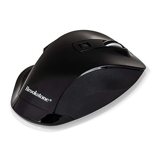 Brookstone Wireless Ergonomic Mouse with Scroll Wheel and Selectable DPI, Mac and PC Compatible -Black-