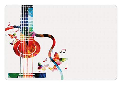 Ambesonne Guitar Pet Mat for Food and Water, Colorful Polygonal Musical Instrument Strings Butterflies Nature Themed Elements, Rectangle Non-Slip Rubber Mat for Dogs and Cats, Multicolor Ambesonne Guitar Pet Mat for Food and Water, Colorful Polygonal Musical Instrument Strings Butterflies Nature Themed Elements, Rectangle Non-Slip Rubber Mat for Dogs and Cats, Multicolor