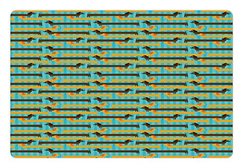 Ambesonne Dogs Pet Mat for Food and Water, Vertically Striped Blue Background with Bedger Dogs Dachsund Puppies, Rectangle Non-Slip Rubber Mat for Dogs and Cats, Pale Blue Brown and Orange Ambesonne Dogs Pet Mat for Food and Water, Vertically Striped Blue Background with Bedger Dogs Dachsund Puppies, Rectangle Non-Slip Rubber Mat for Dogs and Cats, Pale Blue Brown and Orange