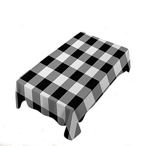 AOYEGO Mesh Table Cloths Rectangle Grid Tartan Plaid Lattice Classic Monochrome Square Striped Tablecloths Decoration 52X70 Inch Polyester for Outdoor Indoor Home Party Picnic Black White