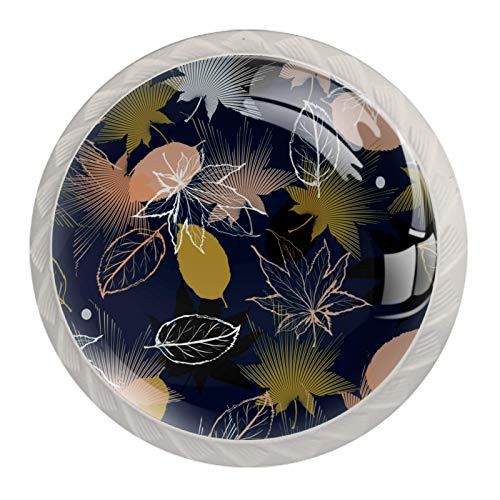 4 Pack with Screws Knobs for Kitchen Cabinets Crystal Glass Drawer Pulls and Knobs 1.18 Cupboard Handles for Dressers Wardrobes Bedside Table Nightstand Bookcase, ,Leaf