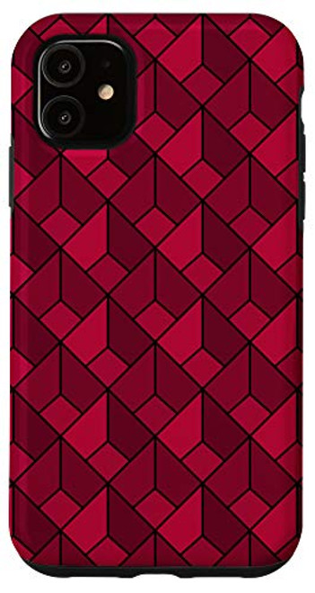 iPhone 11 Simple Geometric Pattern Red Square Figures Polygons Modern Case