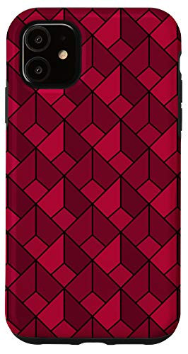 iPhone 11 Simple Geometric Pattern Red Square Figures Polygons Modern Case