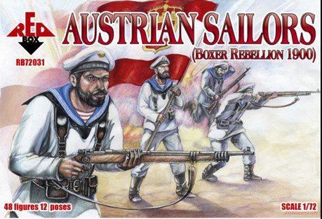 PLASTIC MODEL FIGURES Austrian Sailors 1900 48 FIGURES IN 12 POSES 1/72 RED BOX 72031