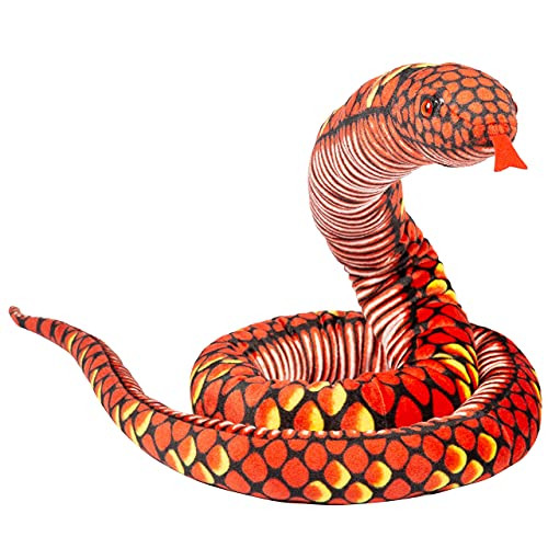 Snake Plush, Stuffed Animal, Plush Giant SnakeToy, Gifts for Kids, Burmese Snake 110" -red-