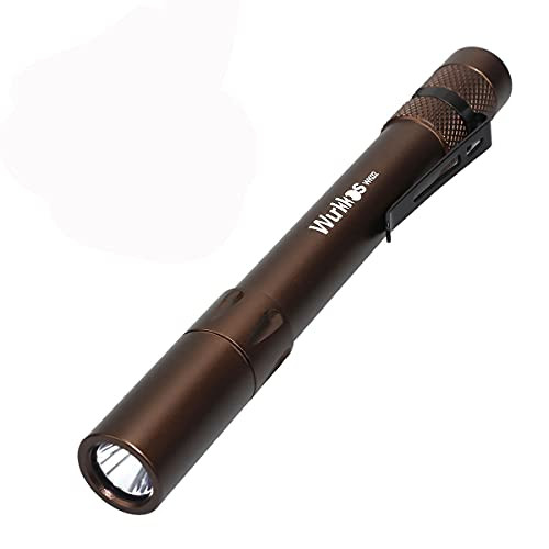 Wurkkos Pocket Pen Light Flashlight,EDC 300 Lumens LED Penlight Small, Mini, Stylus PenLight with Clip Perfect Flashlights for Inspection, Work,  and  Repair-Brown 6000K-