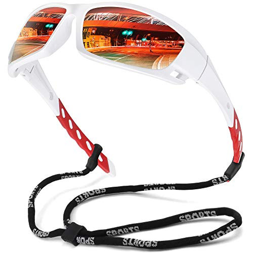 STORYCOAST Polarized Sports Sunglasses for Women Men UV400 Protection Shades for Driving Cycling Running -White Frame/Orange Mirrored Lens- STORYCOAST Polarized Sports Sunglasses for Women Men UV400 Protection Shades for Driving Cycling Running -White Frame/Orange Mirrored Lens-