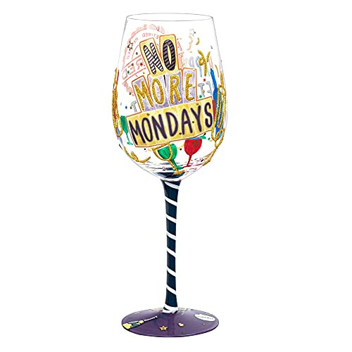NymphFable Hand-painted Wine Glass Happy Retired Life Artisan Painted 15oz Personalised Gift for Old Friend