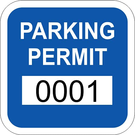 Blue Reflective 1.5" x 1.5" Small Rear View Mirror Parking Permit Window Stickers Decals -Multiple Number Sets Available- -0001 to 0050-