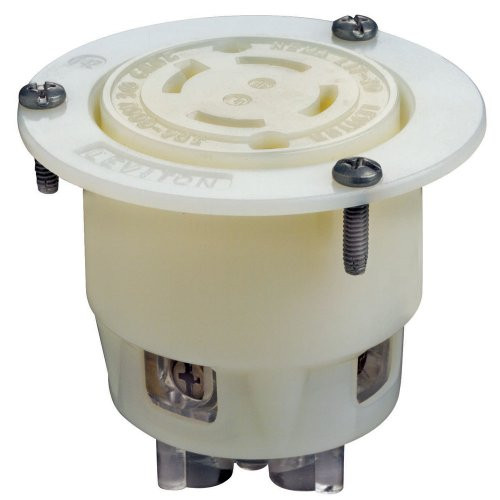 Leviton 2746 30-Amp, 600 Volt- 3PY, Flanged Outlet Locking Receptacle, Industrial Grade, Grounding, White Leviton 2746 30-Amp, 600 Volt- 3PY, Flanged Outlet Locking Receptacle, Industrial Grade, Grounding, White
