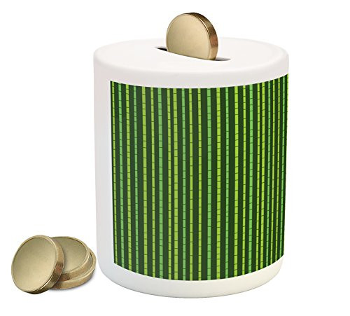 Lunarable Green Piggy Bank, Tropical Exotic Nature Pattern of Bamboo Stems, Printed Ceramic Coin Bank Money Box for Cash Saving, Forrest Green Apple Green Lime Green Lunarable Green Piggy Bank, Tropical Exotic Nature Pattern of Bamboo Stems, Printed Ceramic Coin Bank Money Box for Cash Saving, Forrest Green Apple Green Lime Green