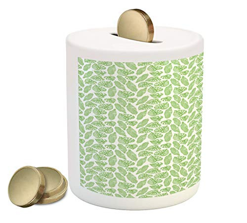 Ambesonne Aloha Piggy Bank, Continuous Monochromatic Repetition of Tropical Hawaiian Jungle Leaves, Ceramic Coin Bank Money Box for Cash Saving, 3.6" X 3.2", Lime Green White Ambesonne Aloha Piggy Bank, Continuous Monochromatic Repetition of Tropical Hawaiian Jungle Leaves, Ceramic Coin Bank Money Box for Cash Saving, 3.6" X 3.2", Lime Green White