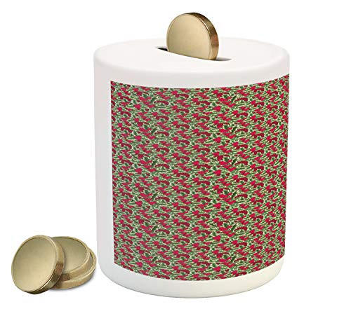Ambesonne Floral Piggy Bank, Rhythmic Christmas Flower Berry Branches Pattern, Ceramic Coin Bank Money Box for Cash Saving, 3.6" X 3.2", Raspberry Pastel Green Olive Green Fern Green Ambesonne Floral Piggy Bank, Rhythmic Christmas Flower Berry Branches Pattern, Ceramic Coin Bank Money Box for Cash Saving, 3.6" X 3.2", Raspberry Pastel Green Olive Green Fern Green