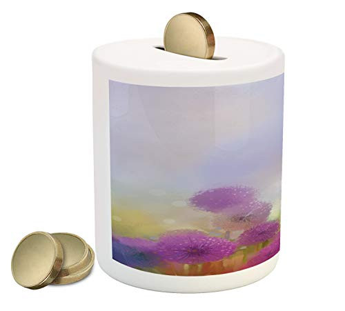 Ambesonne Flower Piggy Bank, Onion in Meadow Pastoral Scenery at Springtime Birth of Nature Themed Illustration, Printed Ceramic Coin Bank Money Box for Cash Saving, Purple Blue Ambesonne Flower Piggy Bank, Onion in Meadow Pastoral Scenery at Springtime Birth of Nature Themed Illustration, Printed Ceramic Coin Bank Money Box for Cash Saving, Purple Blue